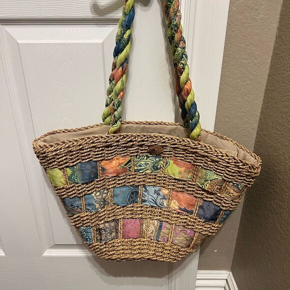 Vintage Capelli Straworld Large Straw Bag With Closing Zipper Fabric Interior & - Picture 1 of 4